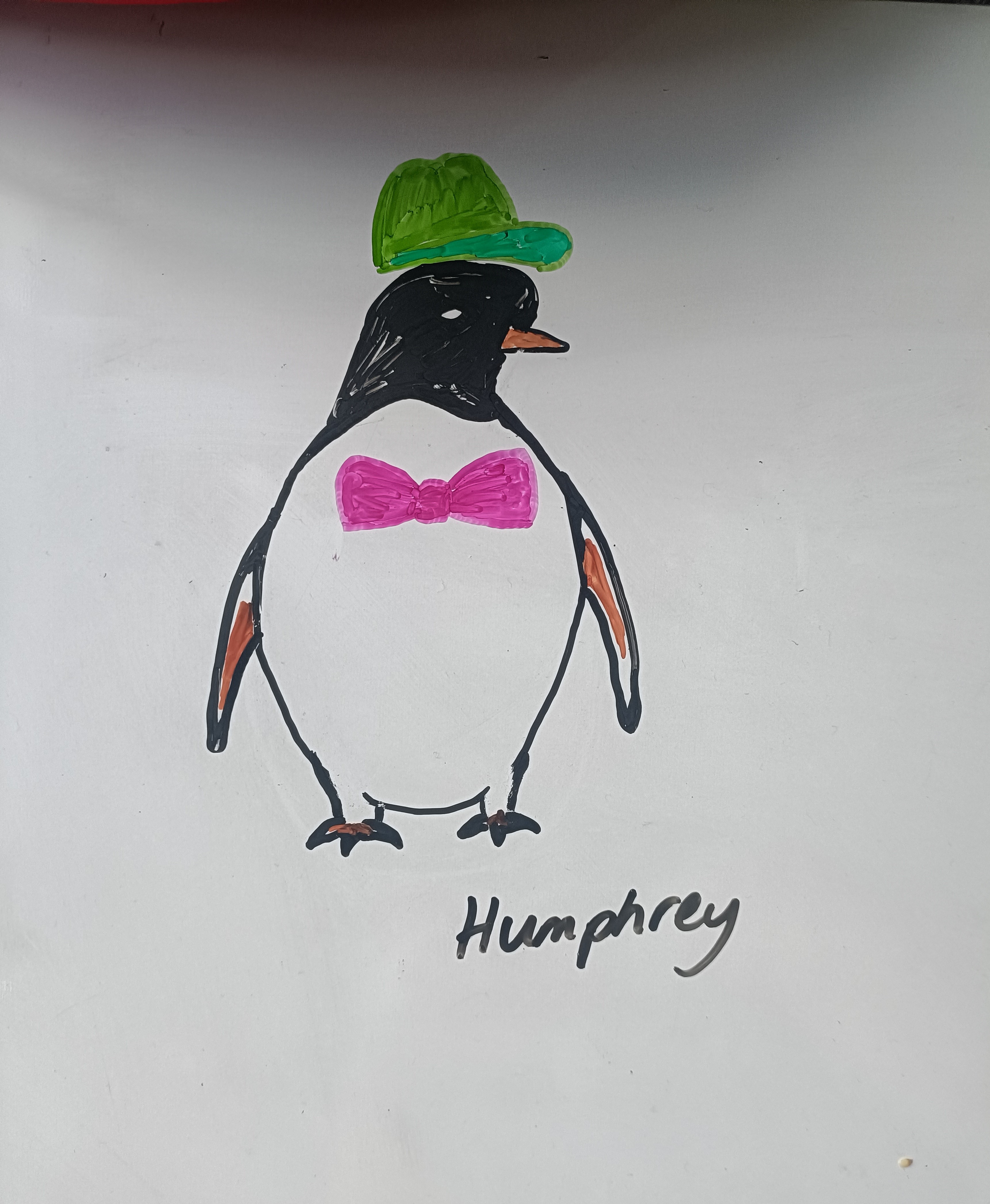 Humphrey is wearing a green het